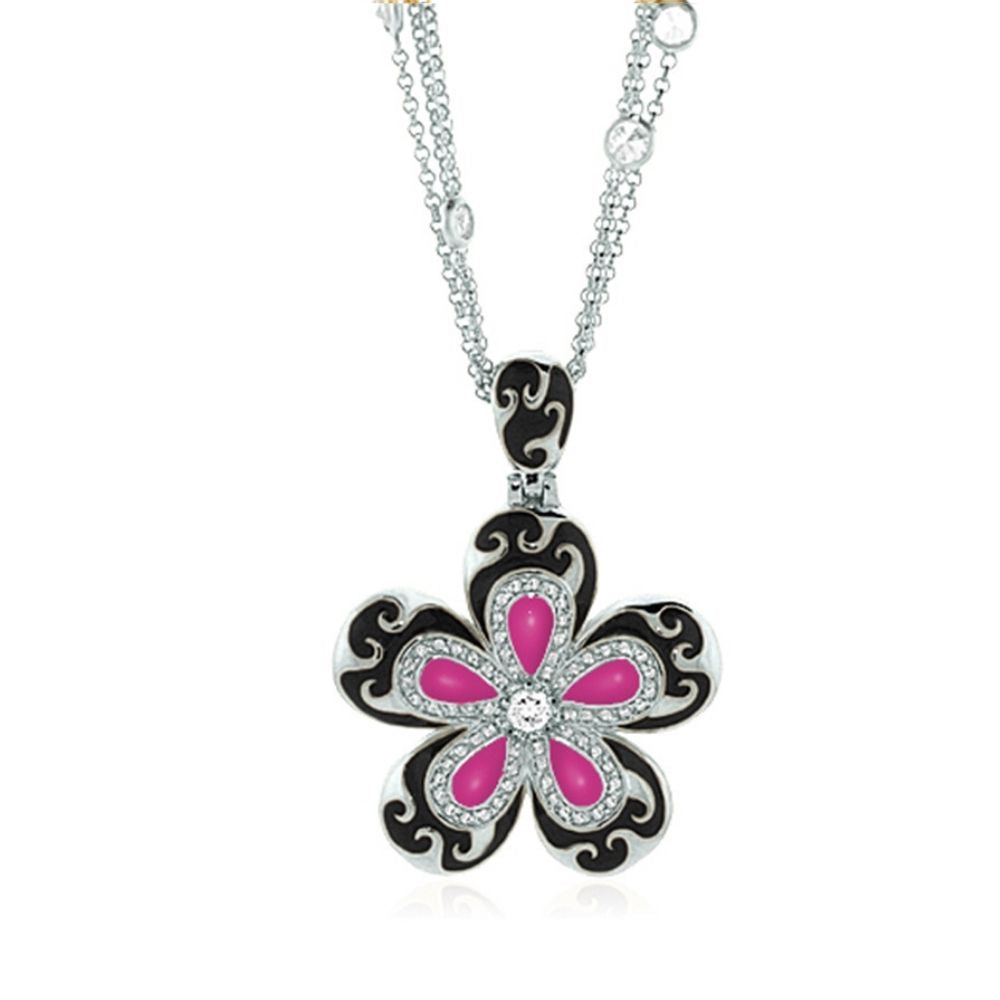 Happy Days Daisy Necklace by Lauren G Adams, pendant with black enamel petals and centers on Tampa Home & Garden Store