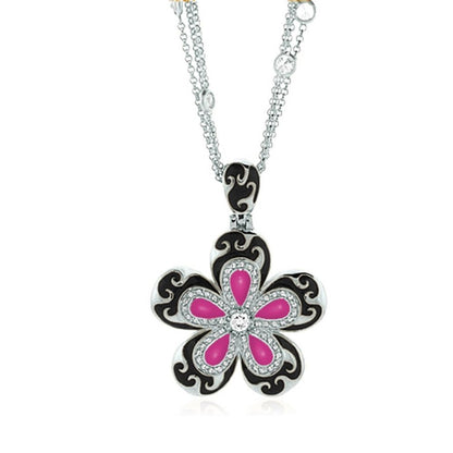 Happy Days Daisy Necklace by Lauren G Adams, pendant with black enamel petals and centers on Tampa Home & Garden Store