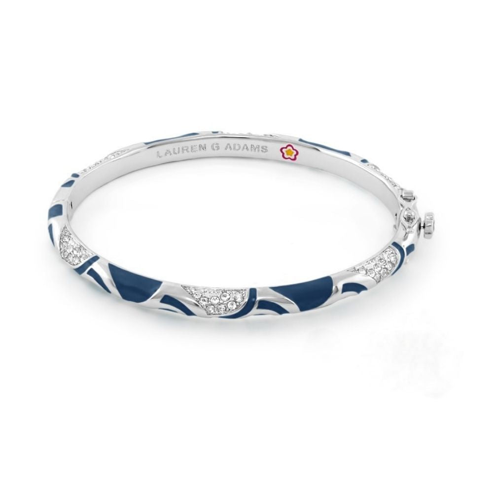 Magic 8 Stackable Bangle bracelet by Lauren G Adams in silver with blue enamel and crystals on Tampa Home & Garden Store