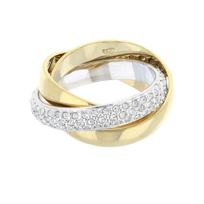 Glamour pavé stackable ring by Lauren G Adams; interlocking gold and silver bands on Tampa Home & Garden Store