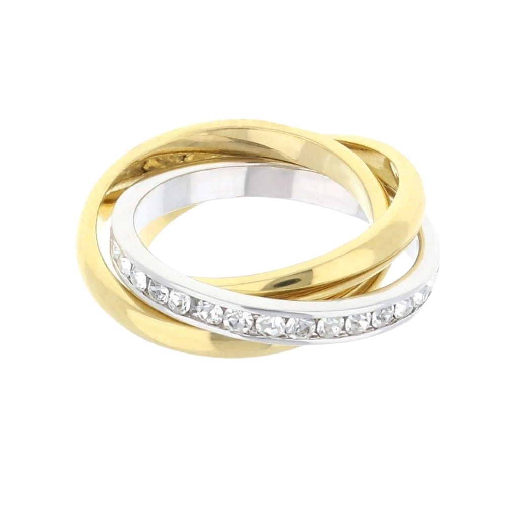 Glamour Pave Rolling Ring two-tone gold and silver with pavé diamonds by Lauren G Adams on Tampa Home & Garden Store