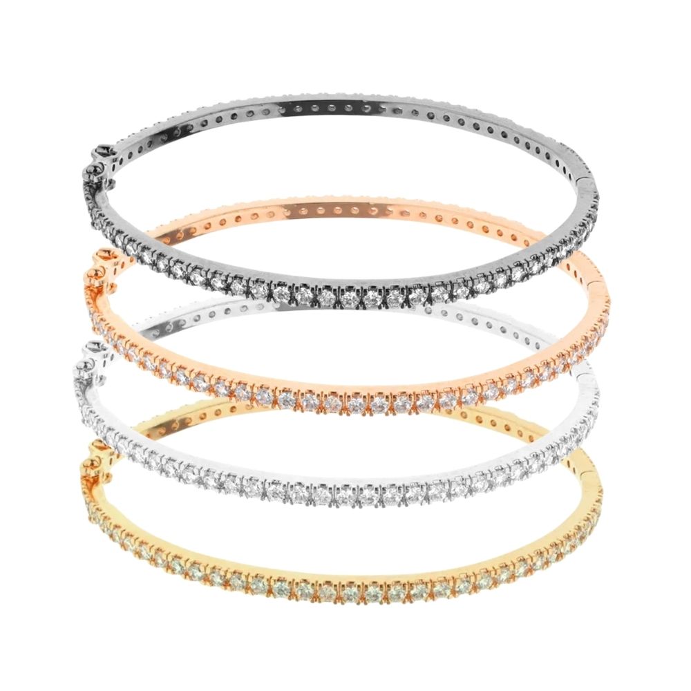 Glamour Pave Stackable Bangle five eternity bangles in silver, rose gold, gold by Lauren G Adams on Tampa Home & Garden Store