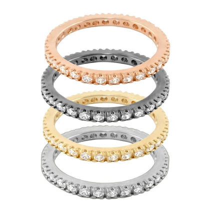 Glamour Pave Eternity Band wedding rings in mixed metals with pave diamonds, 5 rings on Tampa Home & Garden Store