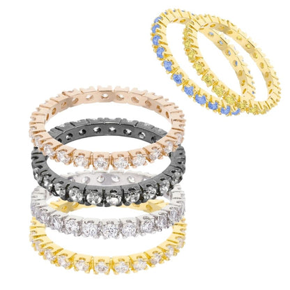 Glamour Pave Eternity Band stackable rings in gold tones with pavé diamonds Lauren G Adams on Tampa Home & Garden Store