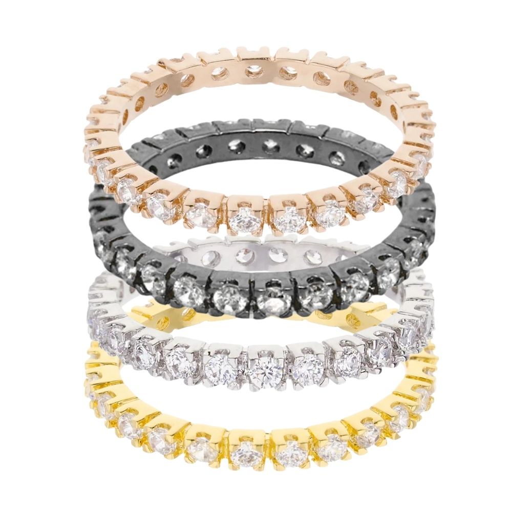 Glamour Pave .925 Ring 5ring set with rose gunmetal white silver gold by Lauren G Adams on Tampa Home & Garden Store