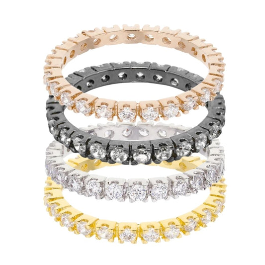 Glamour Pave .925 Ring 5ring set with rose gunmetal white silver gold by Lauren G Adams on Tampa Home & Garden Store