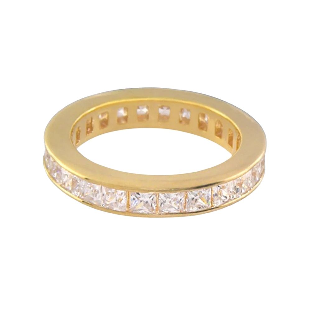 925 Eternity Band by Lauren G Adams gold-tone ring with princess-cut diamonds on Tampa Home & Garden Store