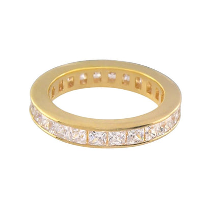 925 Eternity Band by Lauren G Adams gold-tone ring with princess-cut diamonds on Tampa Home & Garden Store