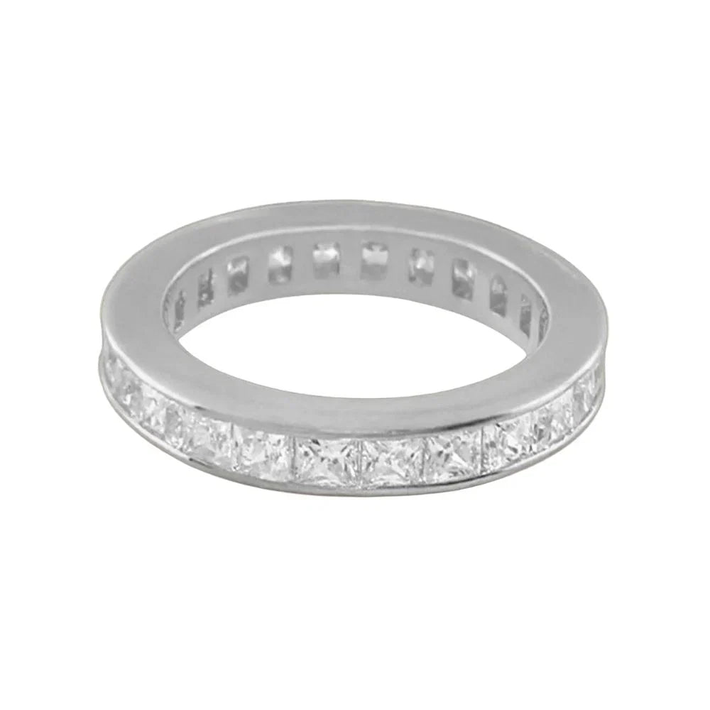 925 Eternity Band by Lauren G Adams, white gold ring with channel-set square-cut diamonds on Tampa Home & Garden Store