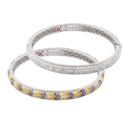 Glamour Pave 925 Bangle trio silver eternity bangles with pave diamonds on Tampa Home & Garden Store