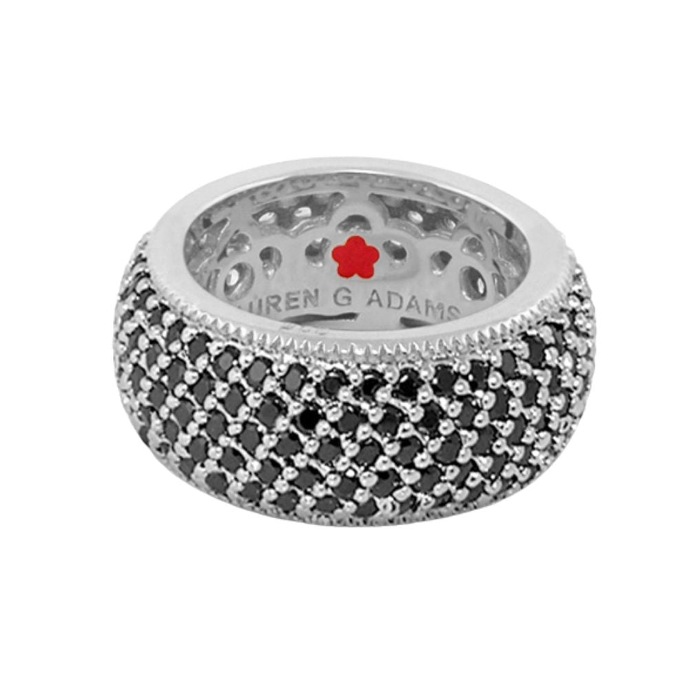 Glamour Pave Band Ring by Lauren G Adams, silver-tone band with black pavé stones on Tampa Home & Garden Store