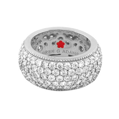 Glamour Pave Band Ring by Lauren G Adams, silver-tone pave diamond band with engraving on Tampa Home & Garden Store