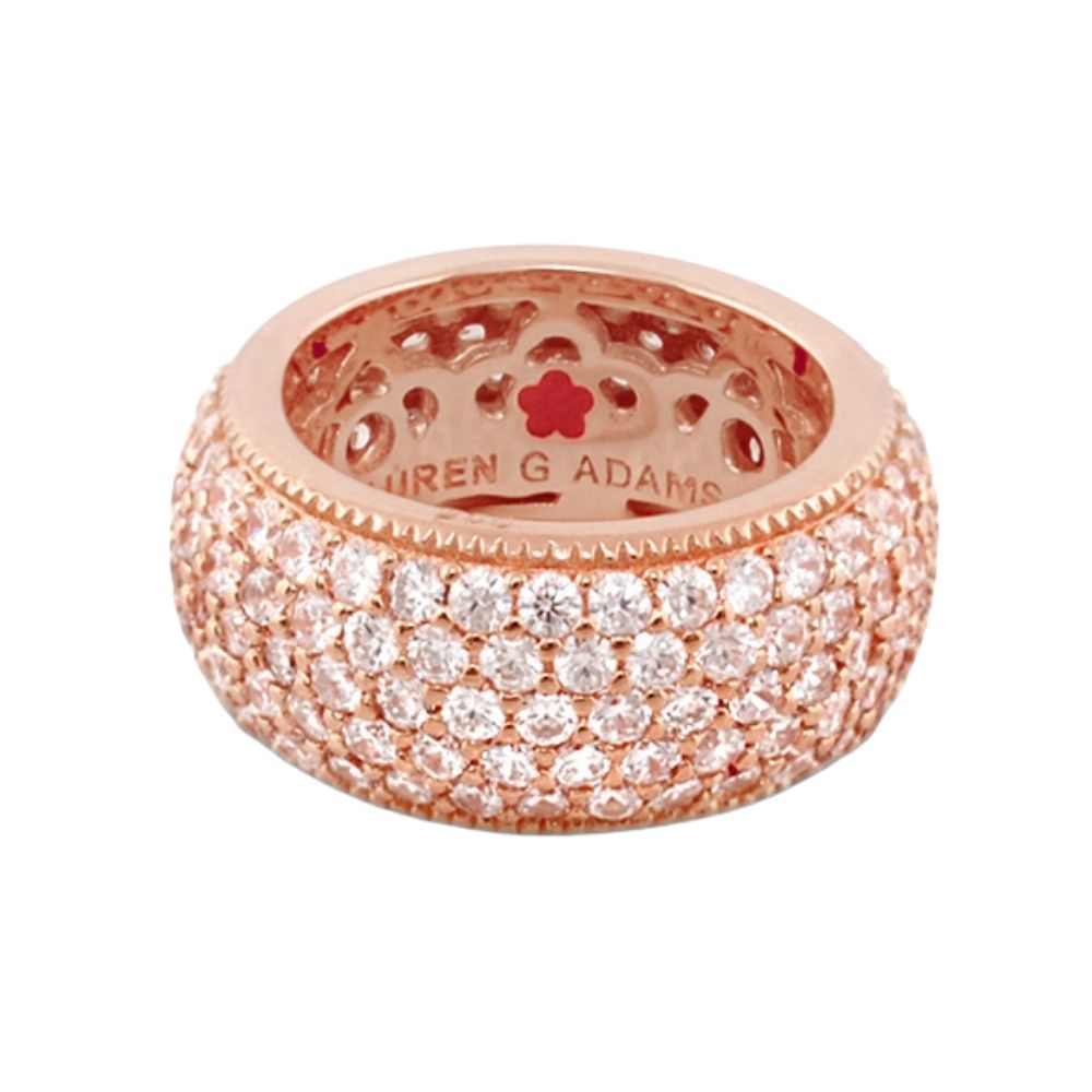 Glamour Pave Band Ring by Lauren G Adams in rose gold tone with pave diamonds on Tampa Home & Garden Store