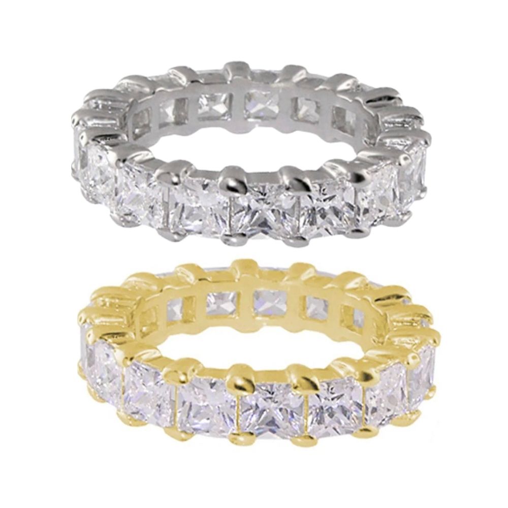 Glamour Pave Eternity Bands 2 silver-tone and gold-tone metal with princess-cut stones on Tampa Home & Garden Store