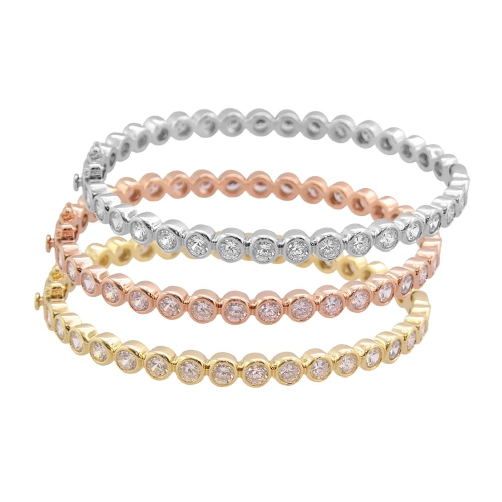 Glamour Pave Stackable Bangle set of 6 by Lauren G Adams in silver rose gold tones on Tampa Home & Garden Store