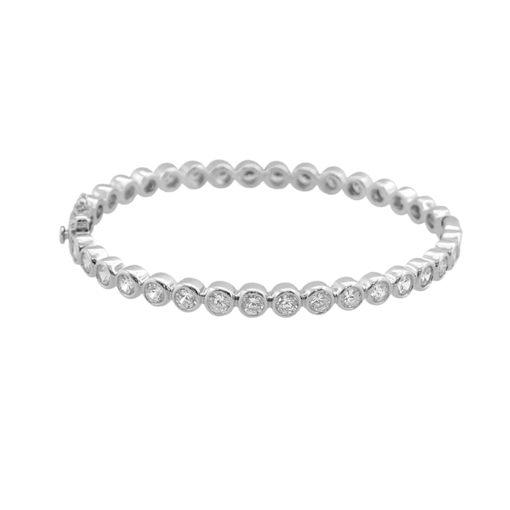 Glamour Pave Stackable Bangle, silver eternity bracelet with pavé round stone settings on Tampa Home & Garden Store