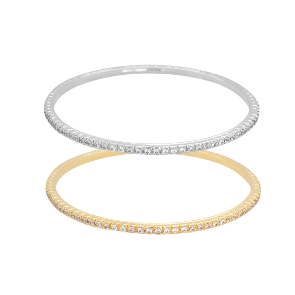 Glamour Pave Stackable Bangle two-bangle set in silver and gold-tone with pavé crystals on Tampa Home & Garden Store