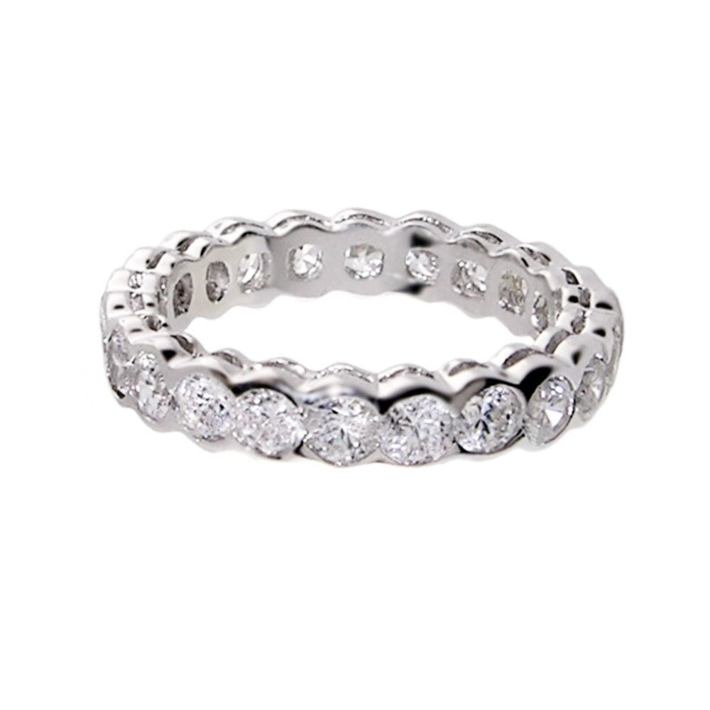 Pave Sterling Silver Eternity Ring with pave diamonds, scalloped-edge band on Tampa Home & Garden Store