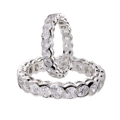 Pave sterling silver eternity ring with pavé diamonds; two rings shown on Tampa Home & Garden Store