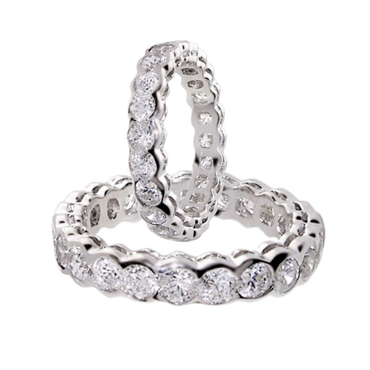 Pave sterling silver eternity ring with pavé diamonds; two rings shown on Tampa Home & Garden Store