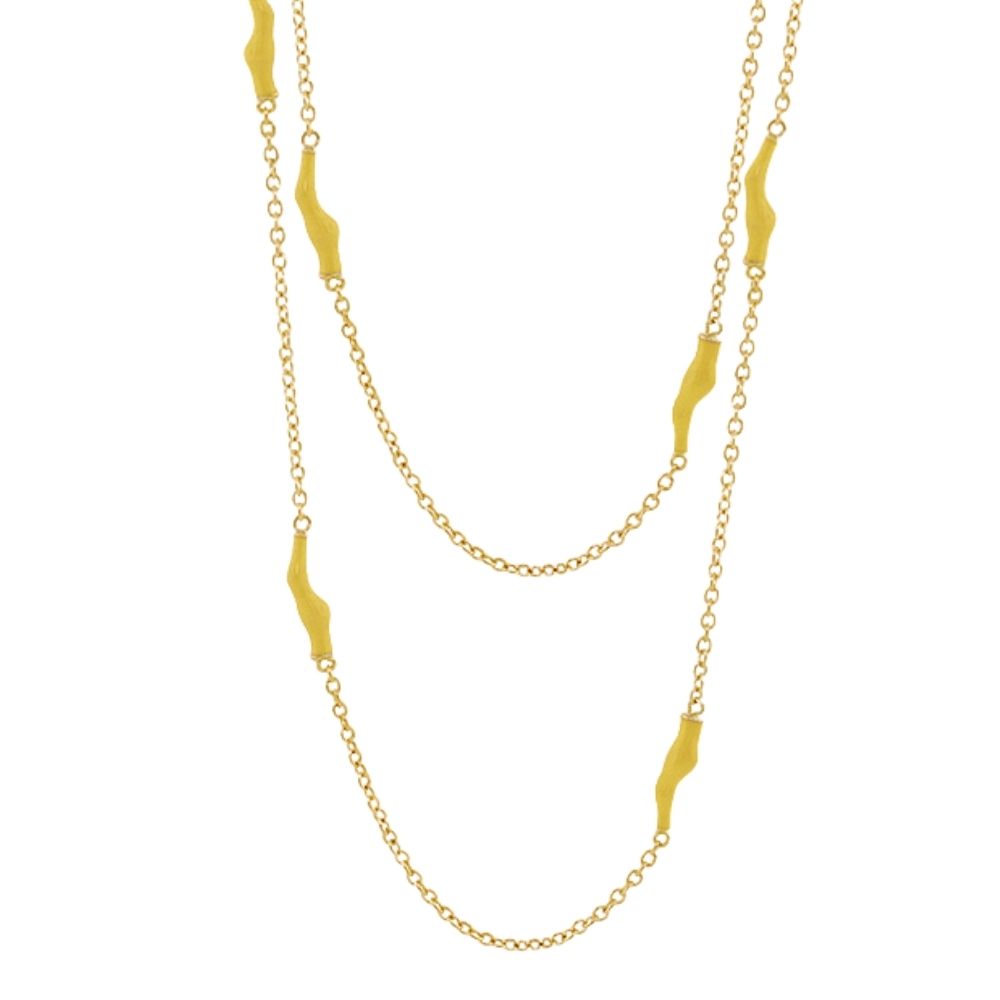 Eau Necklace long gold-tone chain with yellow acrylic beads by Lauren G Adams, doublelayer chain on Tampa Home & Garden Store