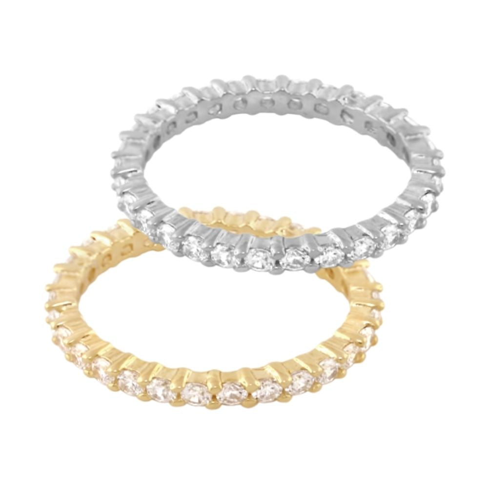 Pave eternity ring set in sterling silver and yellow gold (2 rings) by Lauren G Adams on Tampa Home & Garden Store
