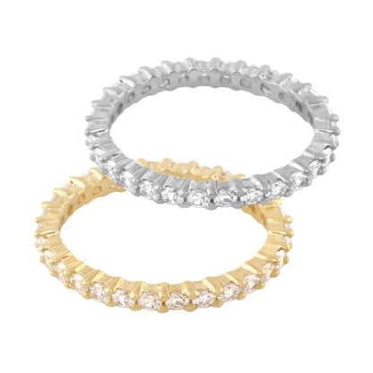 Pave eternity ring set in sterling silver and yellow gold (2 rings) by Lauren G Adams on Tampa Home & Garden Store