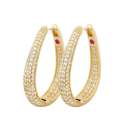 Glamour Pave Earrings gold-tone hoop pair with pave diamonds by Lauren G Adams on Tampa Home & Garden Store
