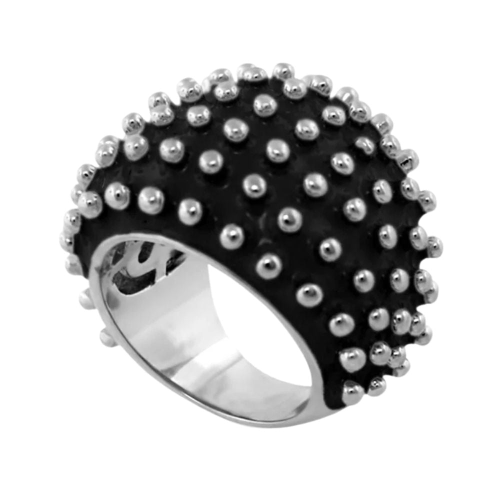 Fresh Fantasy Cocktail Ring — Beaded Dome, black beaded with silver beads by Lauren G Adams on Tampa Home & Garden Store