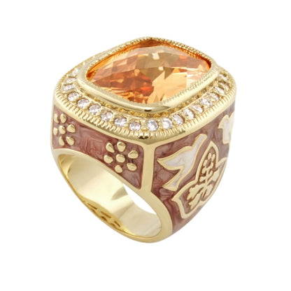 Peace and Dove Cocktail Ring gold with orange gem and diamond accents by Lauren G Adams on Tampa Home & Garden Store