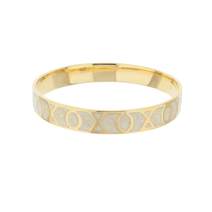 Xoxo Slip-On Bangle in gold tone with white inlay XOXO pattern by Lauren G Adams on Tampa Home & Garden Store