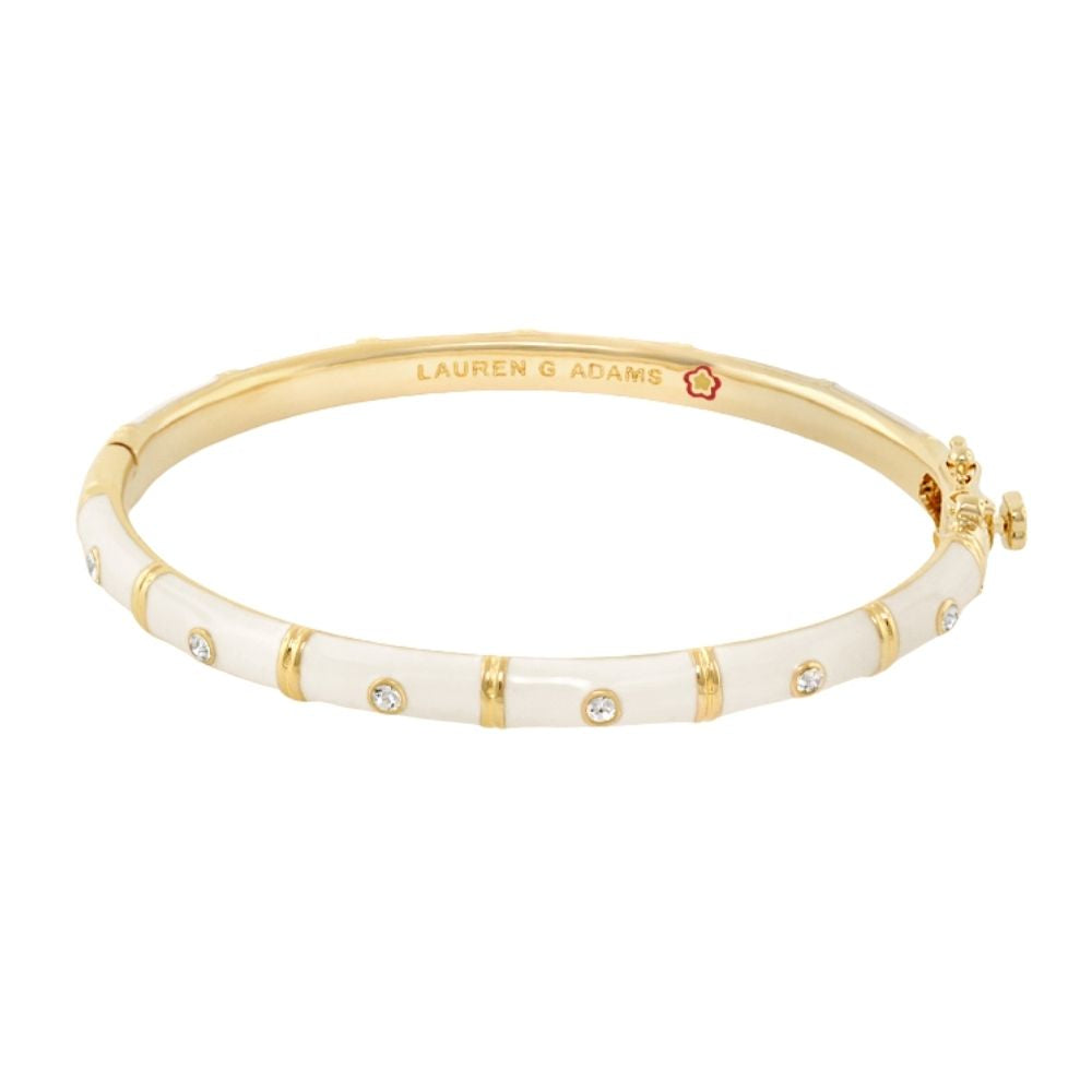 White and Gold Tiny Dots Stackable Bangle