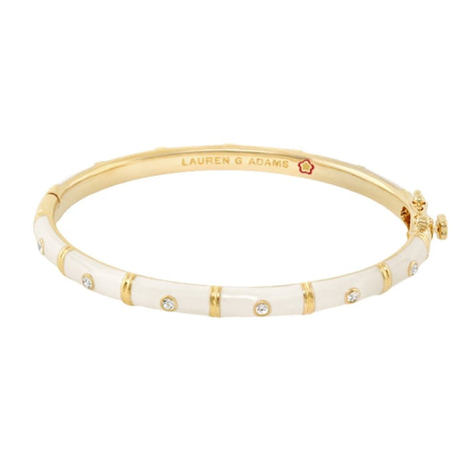 Tiny Dots Stackable Bangle in gold with white enamel segments and crystals Lauren G Adams on Tampa Home & Garden Store