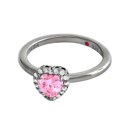Layers of Love Stackable Ring Heart Pavé Halo with pink heart gemstone by Lauren G Adams on Tampa Home & Garden Store