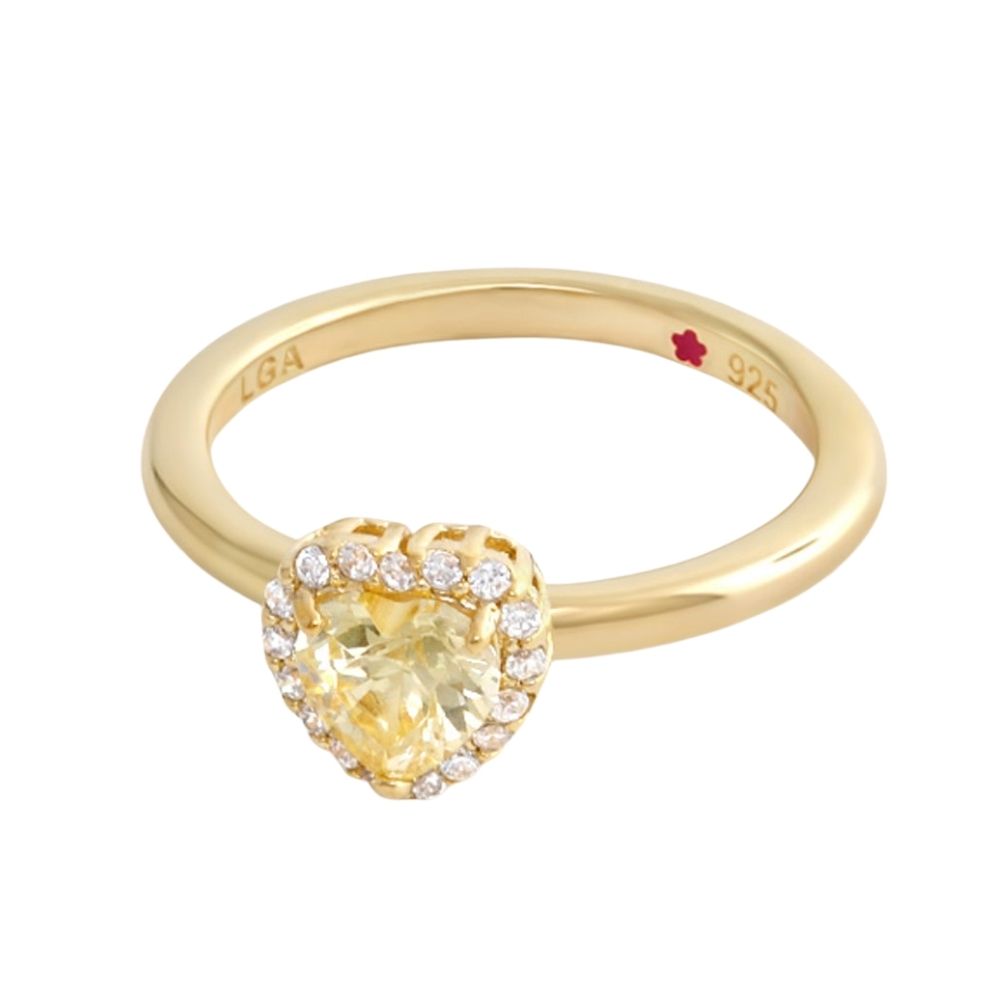 Layers of Love Heart Pavé Halo Stackable Ring by Lauren G Adams, gold-tone with diamond halo on Tampa Home & Garden Store