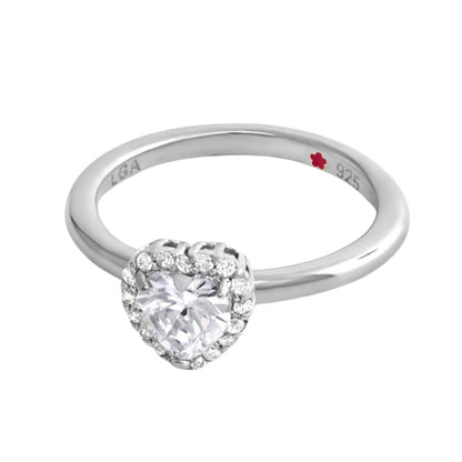 Layers of Love Stackable Ring Heart Pavé Halo by LGA in sterling silver with heart center stone on Tampa Home & Garden Store