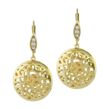Sweet Leopard Earrings by Lauren G Adams, gold-tone drop earrings with leopard-inspired discs on Tampa Home & Garden Store