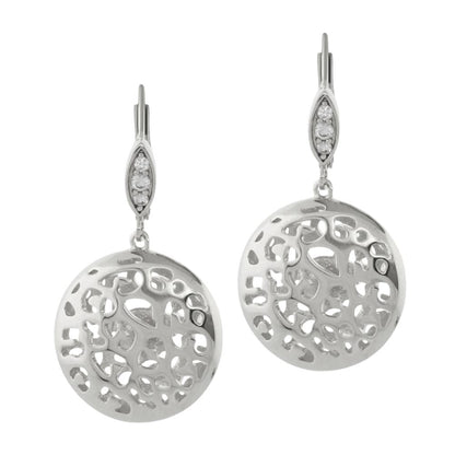 Sweet Leopard Earrings, Lauren G Adams silver-tone drop earrings with lattice discs on Tampa Home & Garden Store