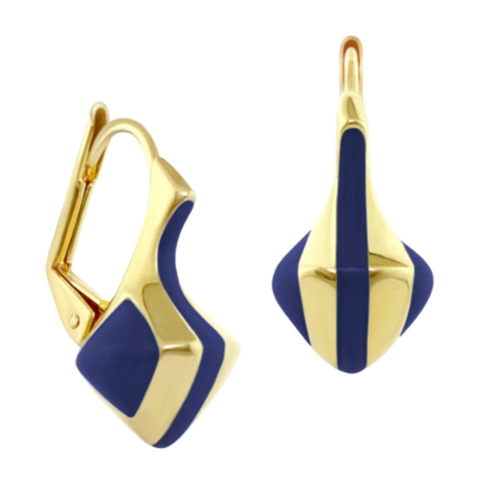 The Golden Favorites Earrings pair by Lauren G Adams, gold-tone with navy enamel drops on Tampa Home & Garden Store