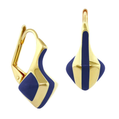 The Golden Favorites Earrings pair by Lauren G Adams, gold-tone with navy enamel drops on Tampa Home & Garden Store