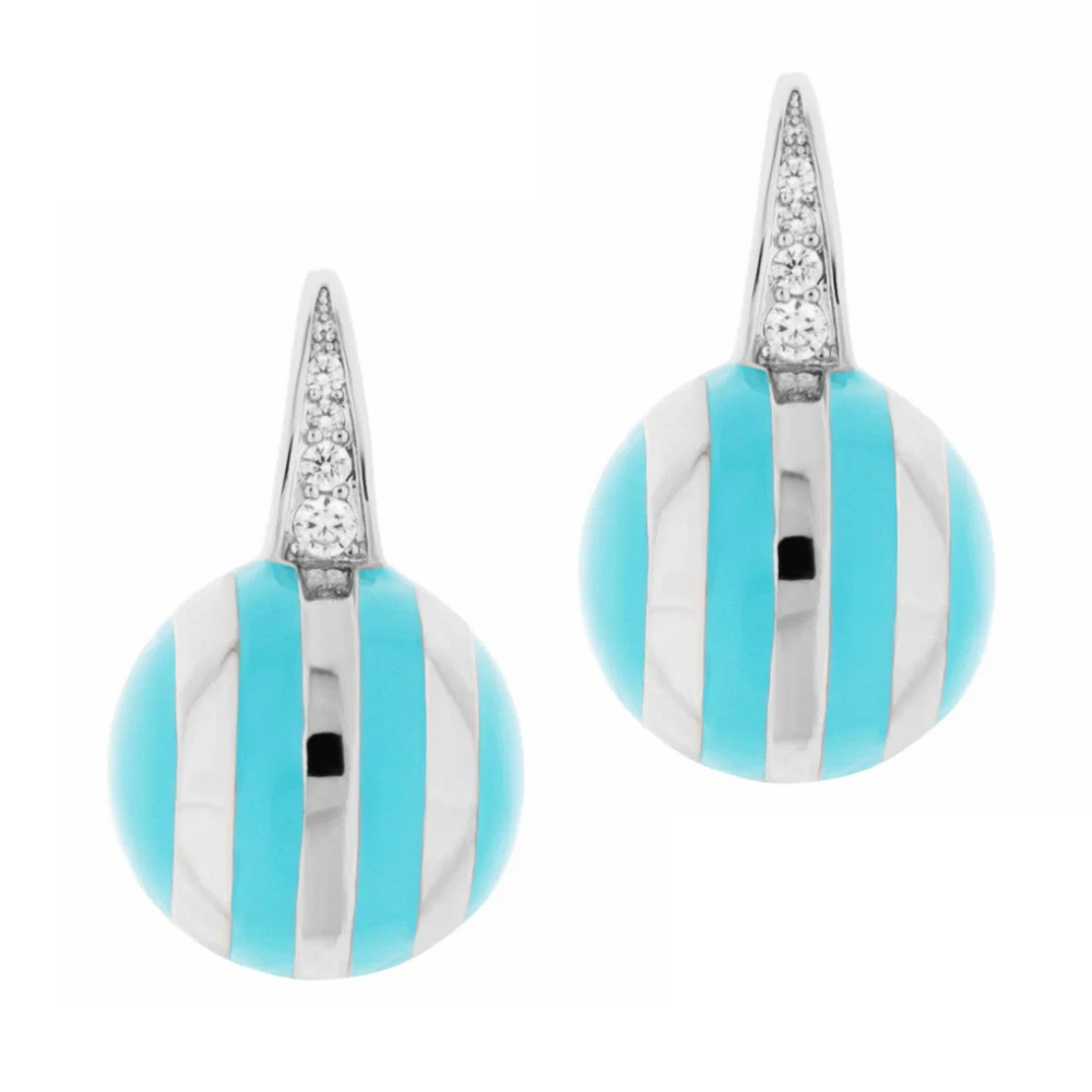 Bamboo Striped Earrings Lauren G Adams turquoise discs with crystal posts on Tampa Home & Garden Store