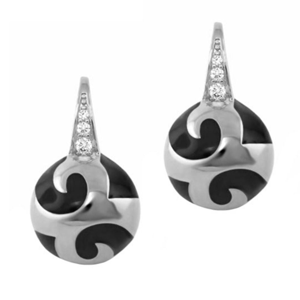 Good Karma Ball Earrings, Lauren G Adams, black white swirl silver stem on Tampa Home & Garden Store