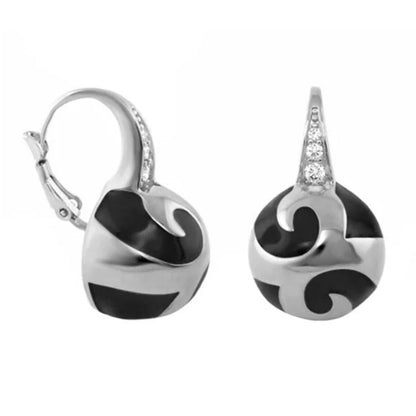 Good Karma Ball Earrings by Lauren G Adams, black and silver swirl ball design on Tampa Home & Garden Store