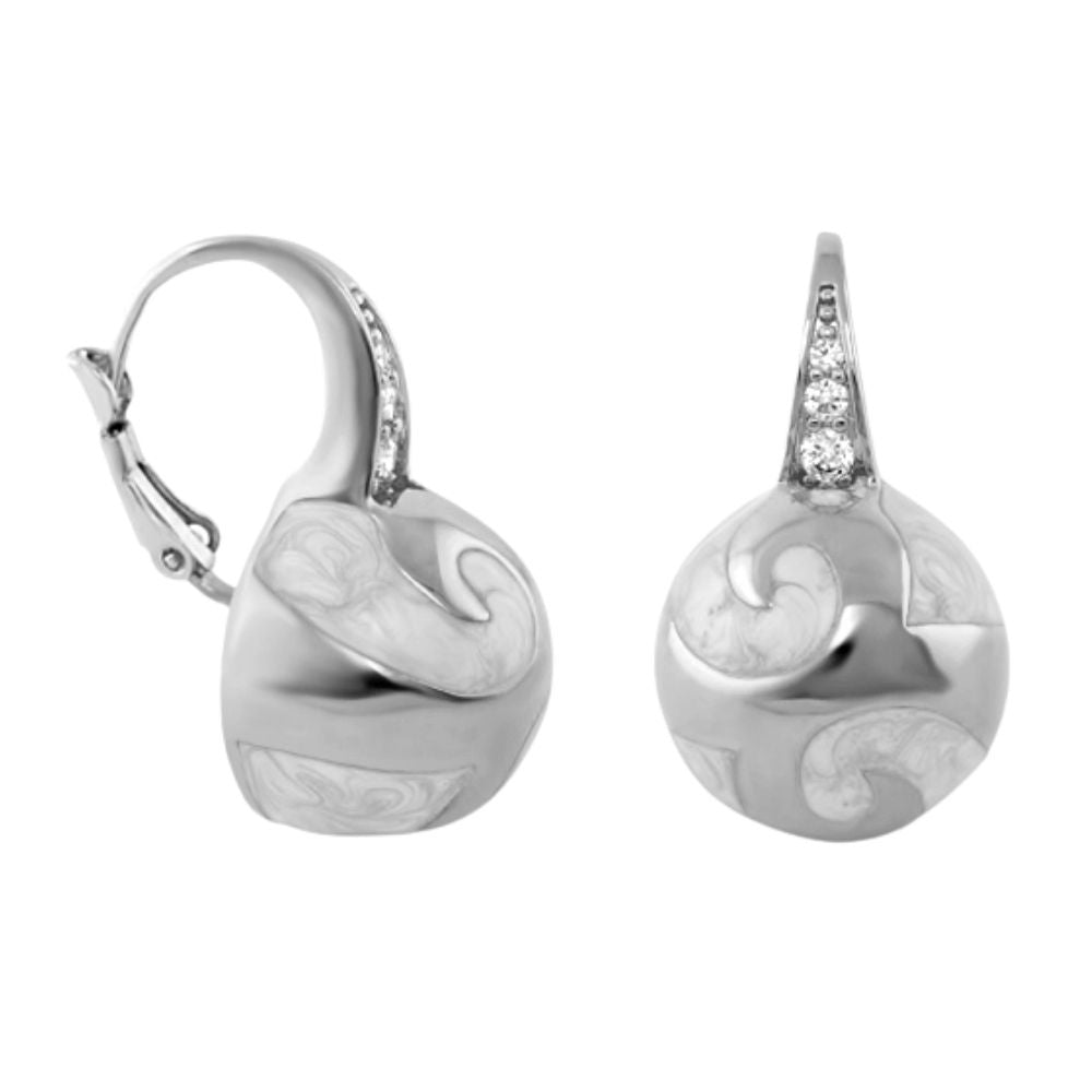 Good Karma Ball Earrings, Lauren G Adams, silver-tone hoops with marbled swirl balls on Tampa Home & Garden Store