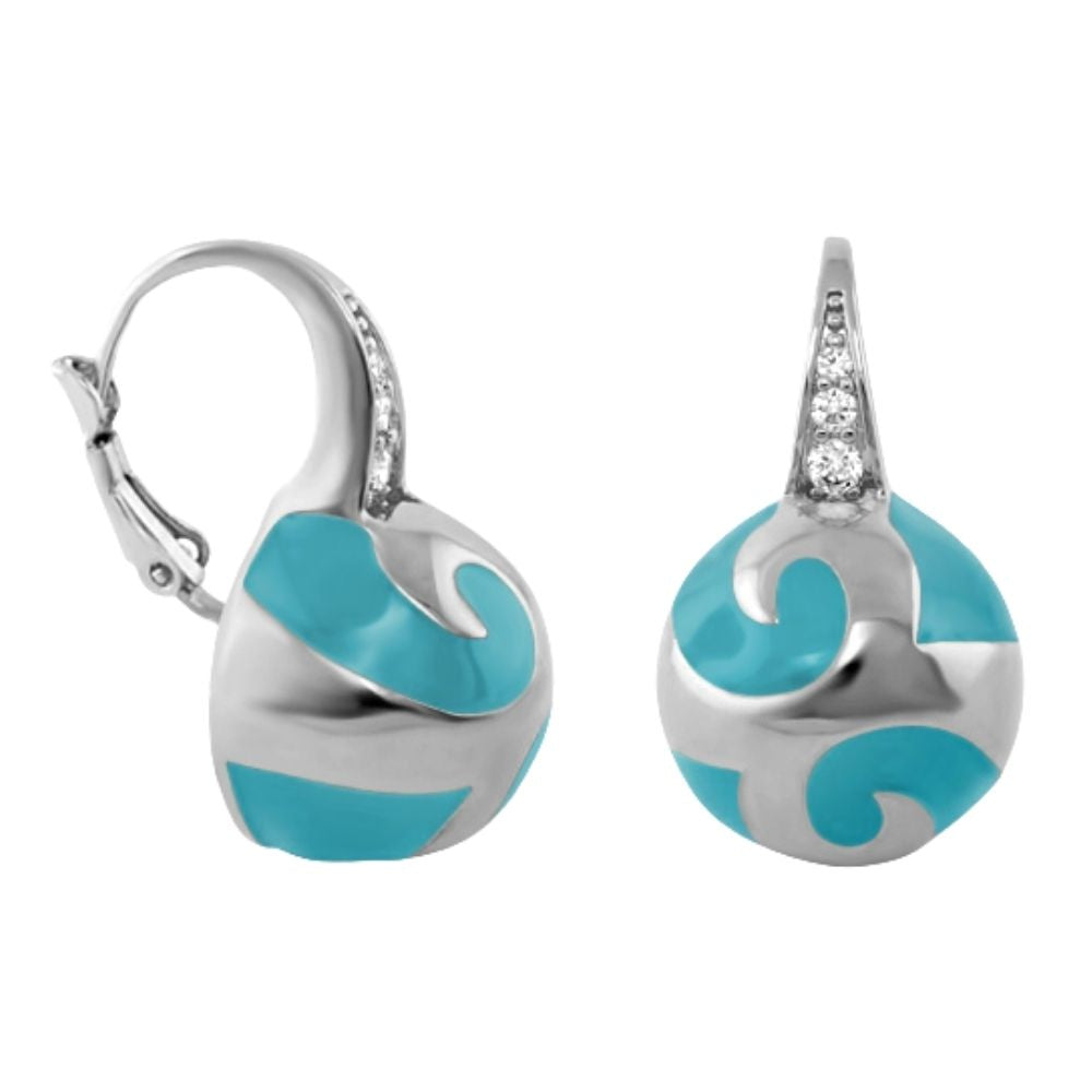 Good Karma Ball Earrings by Lauren G Adams in turquoise enamel on silver swirled balls, pair on Tampa Home & Garden Store