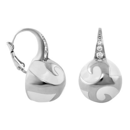 Good Karma Ball Earrings by Lauren G Adams, silver swirl ball design with crystal accents on Tampa Home & Garden Store