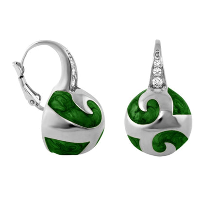 Good Karma Ball Earrings by Lauren G Adams, ball with green enamel swirls and diamonds on Tampa Home & Garden Store