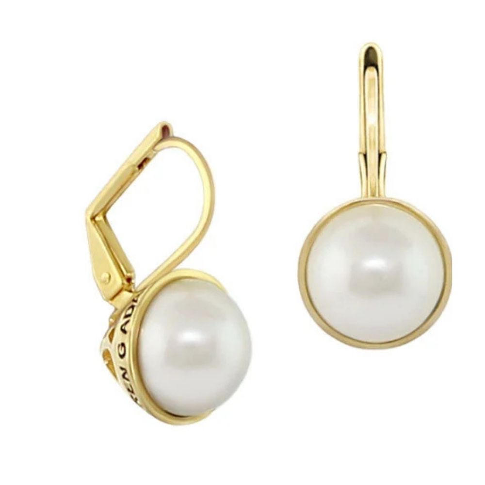 The Golden Favorites Earrings by Lauren G Adams gold-tone pearl bezel, white pearls, lever on Tampa Home & Garden Store