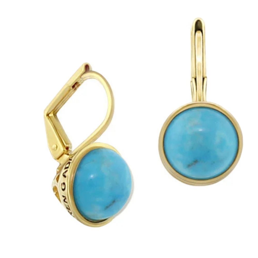 The Golden Favorites Earrings by Lauren G Adams: gold-tone lever-back with turquoise cabochon on Tampa Home & Garden Store