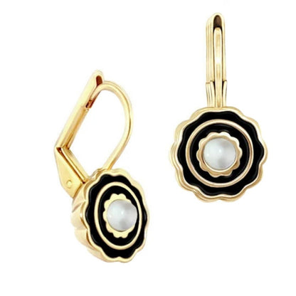 The Golden Favorites Earrings gold drops with black enamel and pearl by Lauren G Adams on Tampa Home & Garden Store